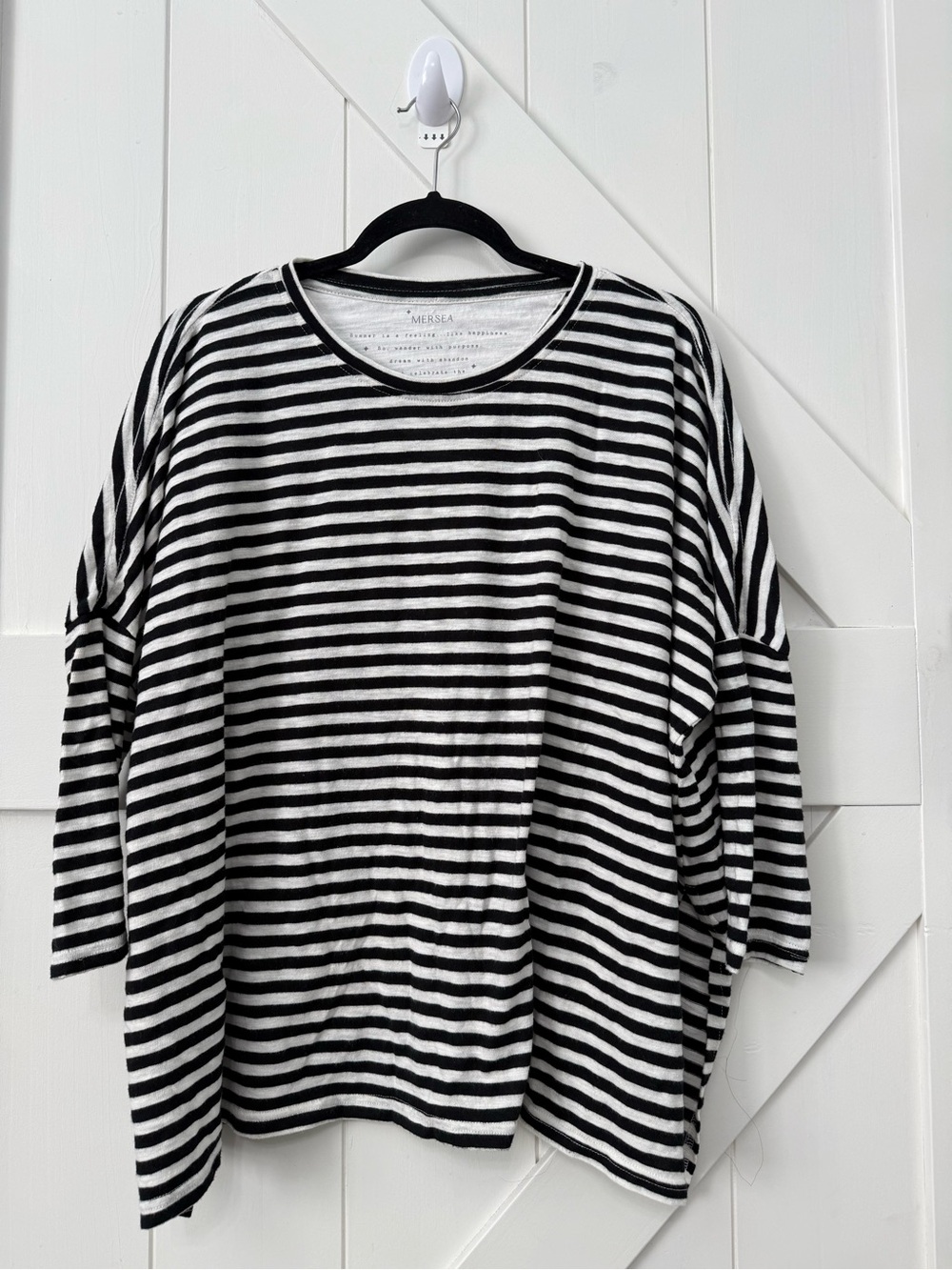 MERSEA Striped black and White 3/4 Sleeve Boxy Top - Women’s OS